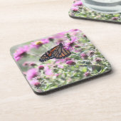 Botervlieg en Paarse weidebloemen Bier Onderzetter (Linkerzijde)