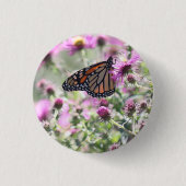 Botervlieg en Paarse weidebloemen Ronde Button 3,2 Cm (Voorkant)