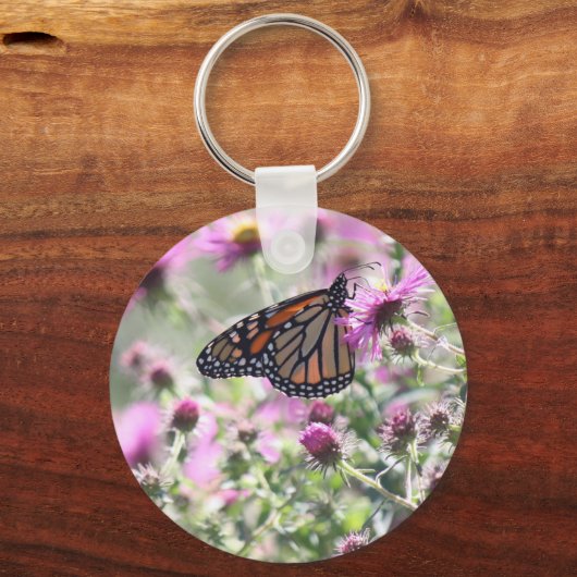 Botervlieg en Paarse weidebloemen Sleutelhanger (Voorkant)