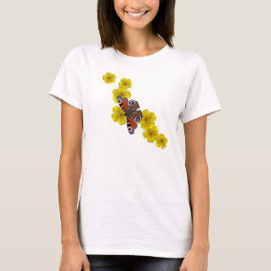 Botervlieg en t-shirt van gele bloemen