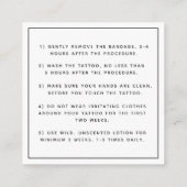 Botervlieg en veren Tattoo nazorginstructies Vierkante Visitekaartje (Achterkant)