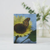 Botervlieg en zonnebloem briefkaart (Staand voorkant)