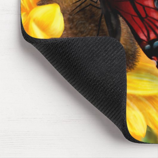 Botervlieg en zonnebloem muismat (Hoek)