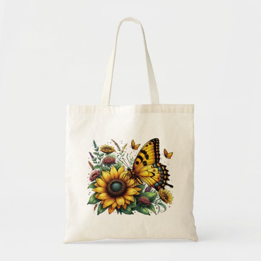 Botervlieg en zonnebloemen tote bag (Voorkant)