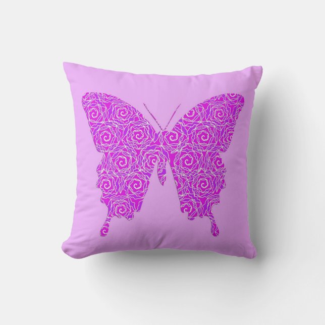 Botervlieg in abstract patroon - lavender, paars kussen (Voorkant)