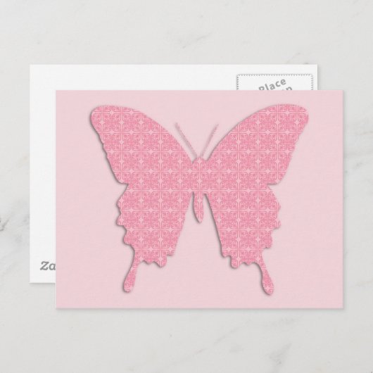 Botervlieg in behangpapier - lichtroze briefkaart (Voorkant / Achterkant)