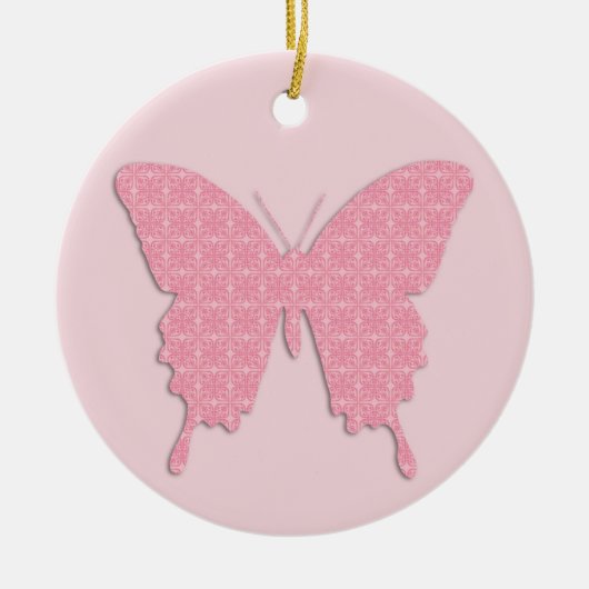 Botervlieg in behangpapier - lichtroze keramisch ornament (Voorkant)