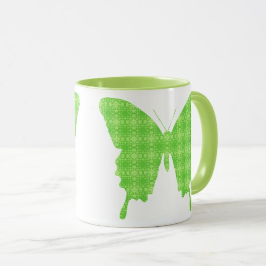 Botervlieg in behangselpapier - kalkgroen mok (Voorkant rechts)