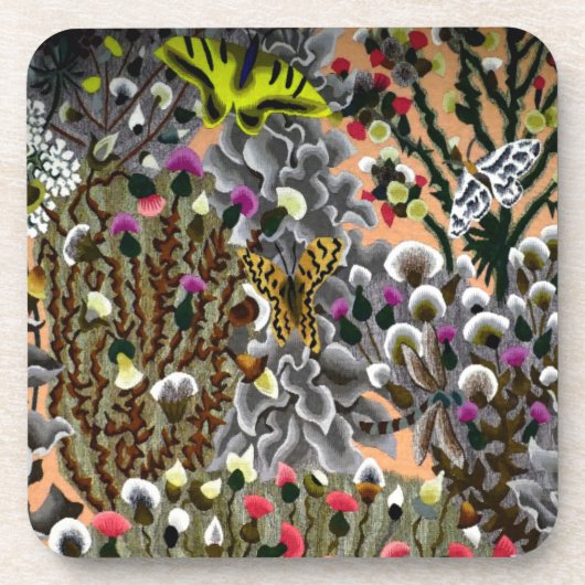 Botervlieg in de afbeelding van wilde  tuin bier onderzetter (Voorkant)