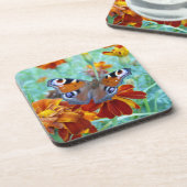 Botervlieg in kleurrijke tuin onderzetter (Linkerzijde)