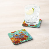 Botervlieg in kleurrijke tuin onderzetter (Rechterzijde)