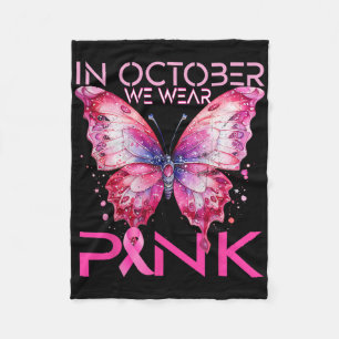 Botervlieg in oktober Draag roze borstkanker. Fleece Deken