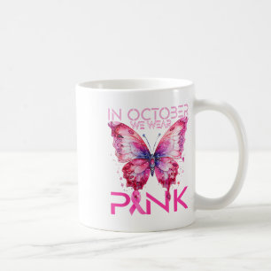 Botervlieg in oktober Draag roze borstkanker. Koffiemok