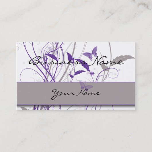 Botervlieg in Paars en grijs Visitekaartje (Voorkant)