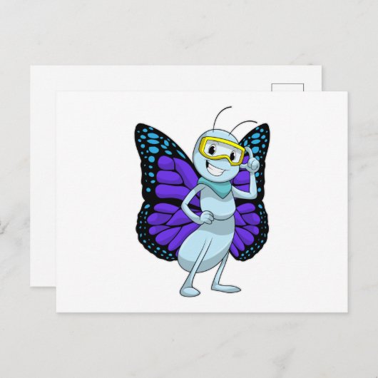 Botervlieg met Goggles Briefkaart (Voorkant / Achterkant)