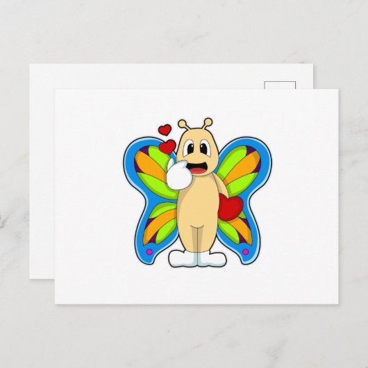 Botervlieg met hart briefkaart (Voorkant / Achterkant)