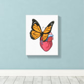 Botervlieg met hart canvas afdruk (Insitu (Houten vloer))