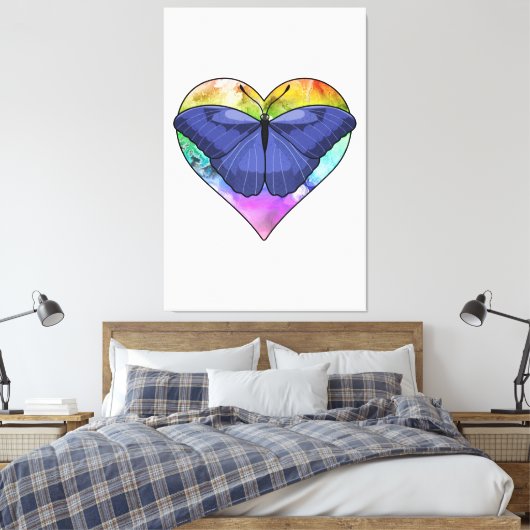 Botervlieg met hart canvas afdruk (Insitu (Slaapkamer))