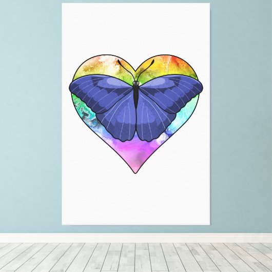 Botervlieg met hart canvas afdruk (Insitu (Houten vloer))