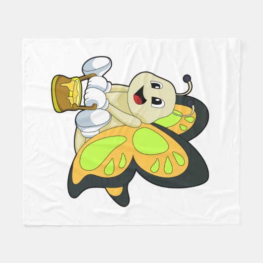 Botervlieg met honing fleece deken (Voorkant (Horizontaal))