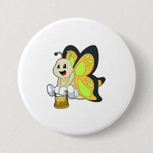 Botervlieg met honing ronde button 7,6 cm