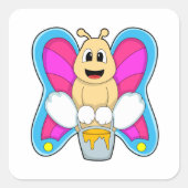 Botervlieg met honing vierkante sticker (Voorkant)