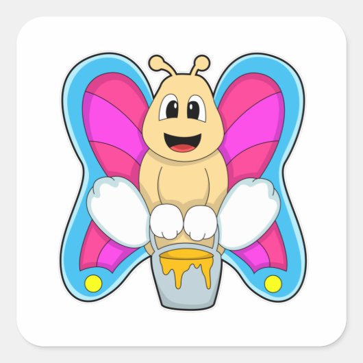 Botervlieg met honing vierkante sticker (Voorkant)