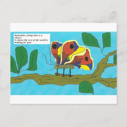 Botervlieg met humoristische commentaren op relati briefkaart (Voorkant)