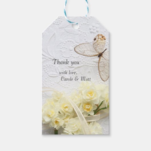 Botervlieg met lentbloemen cadeaulabel (Voorkant)