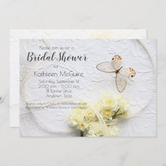 Botervlieg met lentbloemen kaart (Voorkant / Achterkant)