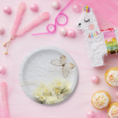 Botervlieg met lentbloemen Papier Bord (Feest)