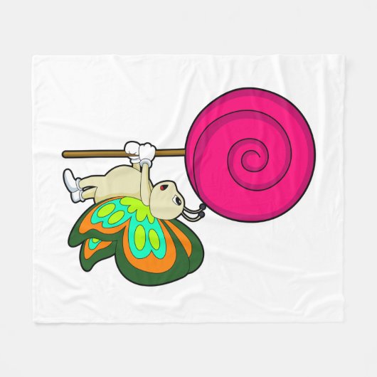 Botervlieg met Lollipop Fleece Deken (Voorkant (Horizontaal))