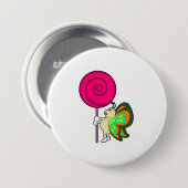 Botervlieg met Lollipop Ronde Button 7,6 Cm (Voorkant /achterkant)