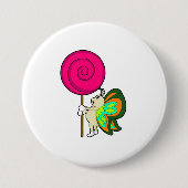 Botervlieg met Lollipop Ronde Button 7,6 Cm (Voorkant)
