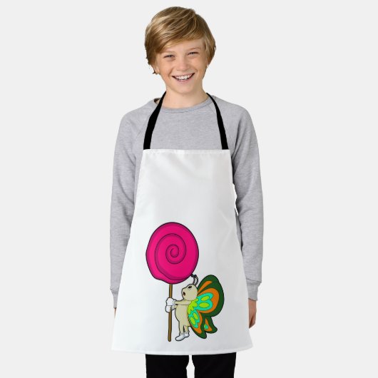 Botervlieg met Lollipop Schort (Gedragen)