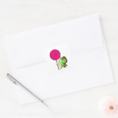 Botervlieg met Lollipop Vierkante Sticker (Envelop)
