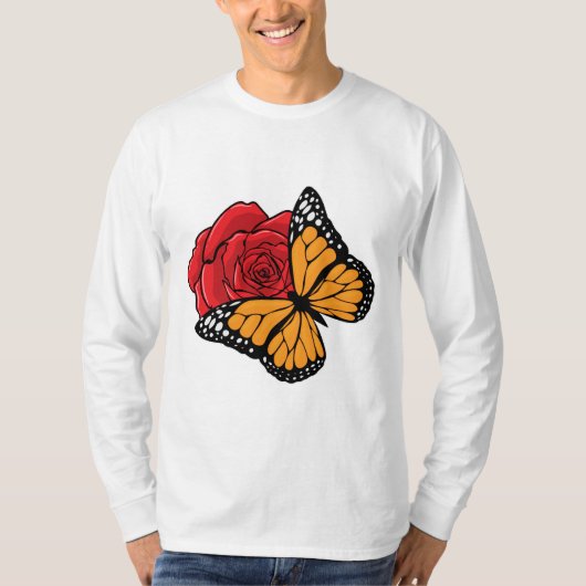 Botervlieg met Roos T-shirt (Voorkant)