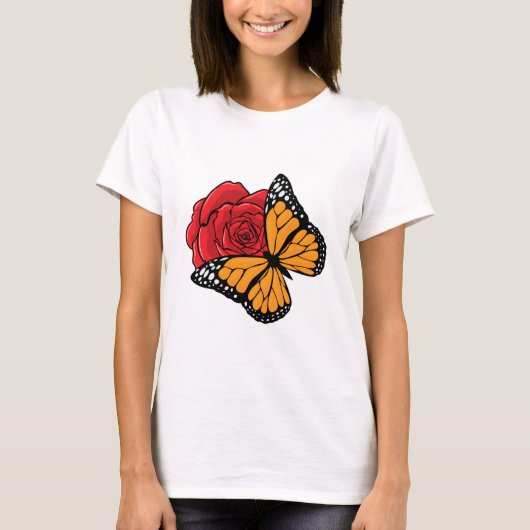 Botervlieg met Roos T-shirt (Voorkant)