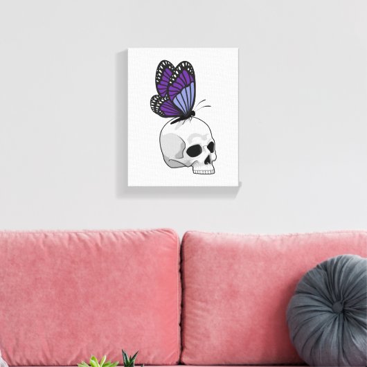 Botervlieg met schedel canvas afdruk (Insitu (Woonkamer))