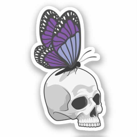 Botervlieg met schedel sticker (Voorkant)