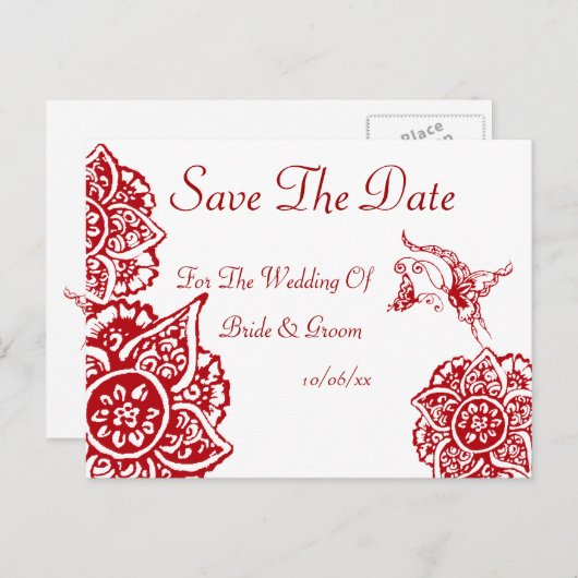 Botervlieg met ventilator(Henna)(rood) Aankondigingskaart (Voorkant / Achterkant)