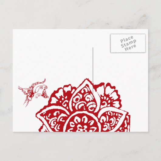 Botervlieg met ventilator(Henna)(rood) Aankondigingskaart (Achterkant)