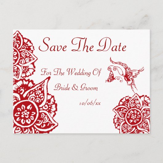 Botervlieg met ventilator(Henna)(rood) Aankondigingskaart (Voorkant)