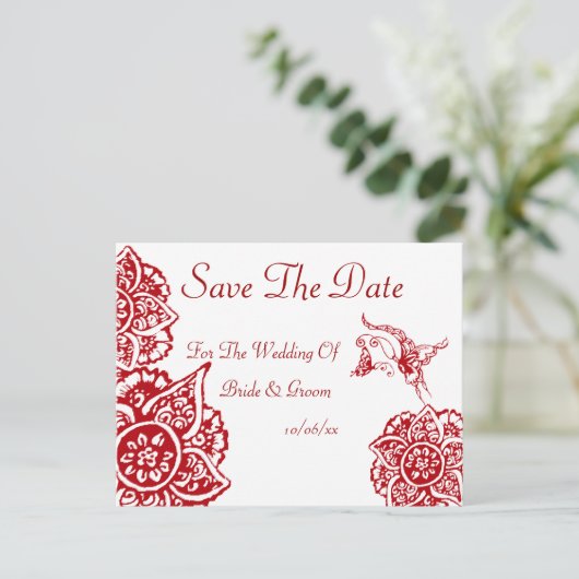 Botervlieg met ventilator(Henna)(rood) Aankondigingskaart (Staand voorkant)