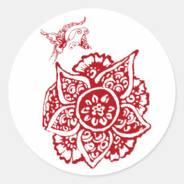 Botervlieg met ventilator(Henna)(rood) Ronde Sticker