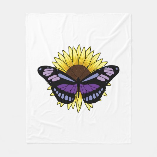 Botervlieg met zonnebloem fleece deken (Voorkant)