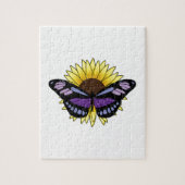 Botervlieg met zonnebloem legpuzzel (Verticaal)