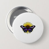 Botervlieg met zonnebloem ronde button 7,6 cm (Voorkant /achterkant)