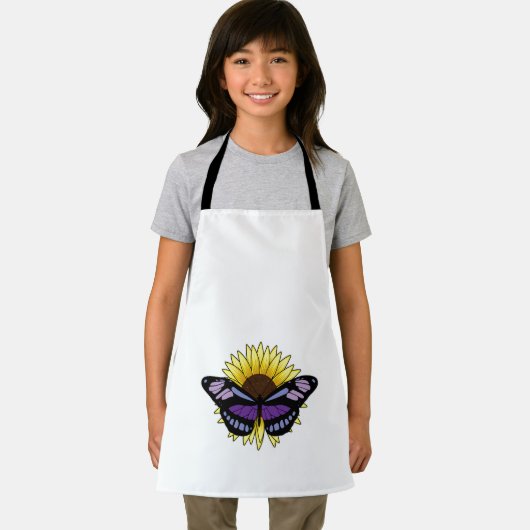 Botervlieg met zonnebloem schort (Insitu)