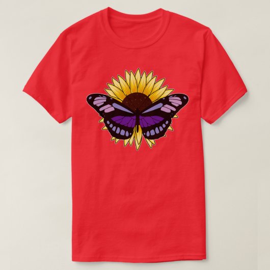 Botervlieg met zonnebloem t-shirt (Design voorkant)